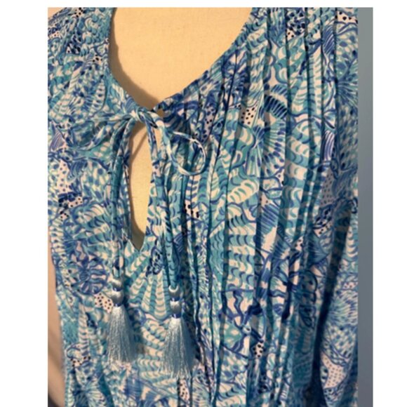 Lilly Pulitzer Size LARGE Marilina Tunic Top By the Seashore, Amalfi Blue - Picture 4 of 4